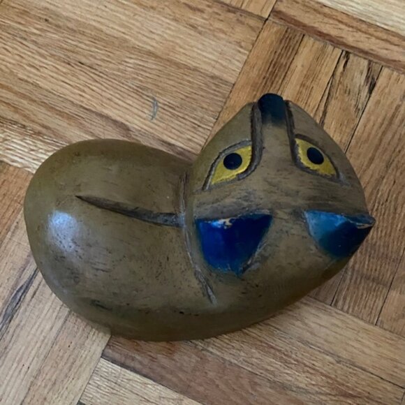 Handcrated hand carved Hand painted vintage Wooden Cat Kitty Figurine - Picture 7 of 13